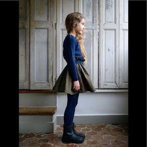 $82 NWT Ketiketa 10 Charlotte Skirt Fair Trade Elastic Waist Moss Green Blue